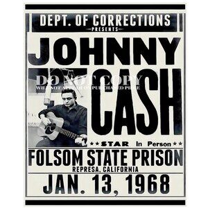Johnny Cash Poster 11 X 14 - Legendary 1968 Folsom State Prison Concert - RARE